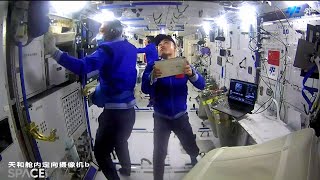 See Chinas Shenzhou 17 crew eat work and look at Earth from the Tiangong space station [upl. by Shamus]