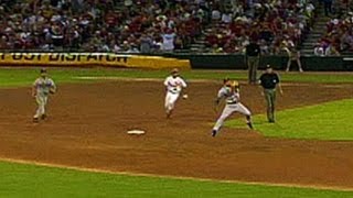 Rafael Furcal turns an unassisted triple play on a leaping catch [upl. by Aidroc30]