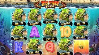 BIG BASS SPLASH  CRAZY PLAY  2 TIMES 5 SCATTERS  BIG WIN WITH 3X MULTIPLIER  SO MUCH SPINS [upl. by Akeemaj]