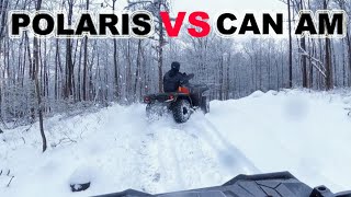 2023 Polaris Sportsman XP 1000 vs Can Am Outlander XT 1000 2023 Off Road Snow Run [upl. by Einaffit52]