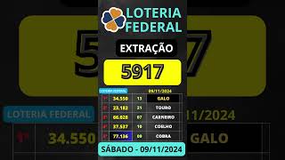 🍀 LOTERIA FEDERAL 5917 de HOJE 09112024 [upl. by Ahsemo]