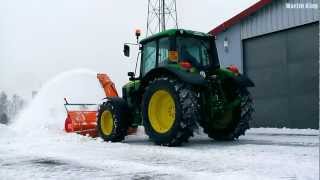 Two John Deere 6330 Snow removal  winter cleaning at airport SOUND HD video [upl. by Ahsemik]