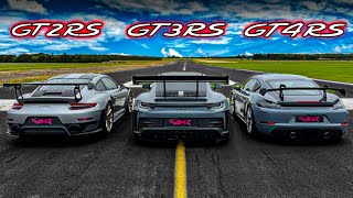 DRAG RACE PORSCHE GT2 RS VS 992 GT3 RS VS GT4 RS [upl. by Htaeh]