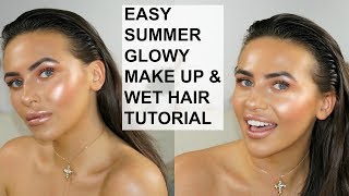 EASY NATURAL GLOWY MAKE UP amp WET SLICKED HAIR CHIT CHAT GRWM [upl. by Recneps]