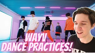 DANCER REACTS TO WAYV威神V DANCE PRACTICES Take Off Moonwalk Turn Back Time Bad Alive [upl. by Otinauj]