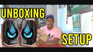 Unboxing  ELEGIANT SR600 PC Gaming USB Speakers 3 lighting mode [upl. by Oiramd568]