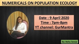 Numericals on Population Ecology [upl. by Nosro]