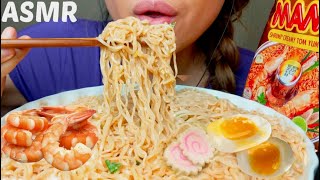 BIG BITES ASMR 🍤🍜🍋🌶️🍜MAMA Creamy Shrimp Tom Yum RAMEN Noodles 먹방 No Talking Eating Sounds [upl. by Zebulen]