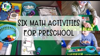 SIX MATH ACTIVITIES FOR PRESCHOOL [upl. by Nnylasor]