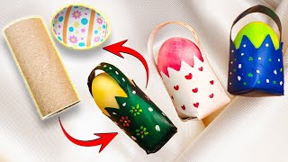 EGG Baskets With Cardboard Paper Toilet Roll  Reuse Paper Toilet Rolls  Crafts Recycling ♻️ [upl. by Mychal8]