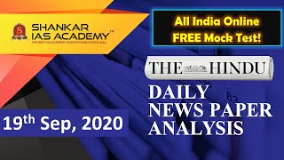 The Hindu Daily News Analysis  19th September 2020  UPSC Current Affairs  Prelims amp Mains 2020 [upl. by Okoyik]