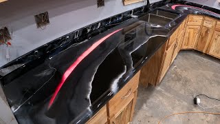 Epoxy Countertops with built in LEDs and infused Glow in the Dark patterns [upl. by Harday]