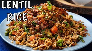 How To Cook PERFECT FLUFFY LENTIL amp RICE WITH CARAMELIZED ONIONS [upl. by Pascale472]