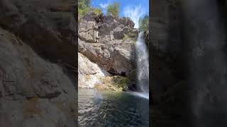 HUGE GAINER INTO WATERFALL CANYON 85 FEET shorts nature waterfall sendit [upl. by Gaw]