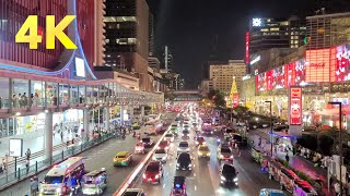 4K  Ratchaprasong Skywalk RWalk on the evening  Bangkok [upl. by Rab]