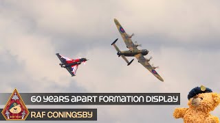 INCREDIBLE HISTORIC FORMATION DISPLAY LANCASTER BOMBER amp EUROFIGHTER TYPHOON • RAF CONINGSBY [upl. by Tallu]