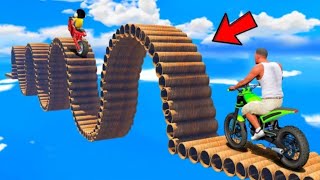 SHINCHAN AND FRANKLIN TRIED THE INSANE CURVY PIPES BRIDGE PARKOUR CHALLENGE GTA 5 [upl. by Aitnyc]