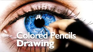 How to draw Eyes Colored Pencils Speed Drawing Blue eyes Hyper Realistic 눈 색연필 그림 [upl. by Neukam]