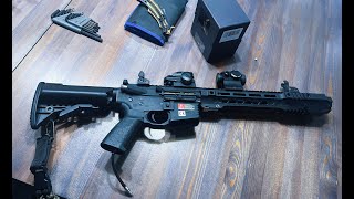 EMG  SAI Licensed AR15 GRY HPA Training Rifle w JailBrake Muzzle UNBOXING REVIEW SHOOTING TEST [upl. by Enidan]