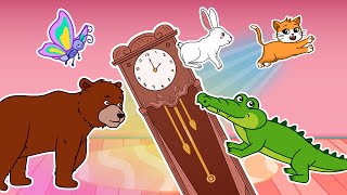 Hickory Dickory Dock Bear and Alligator Turtle Version  Kids Animal Song [upl. by Bradlee]