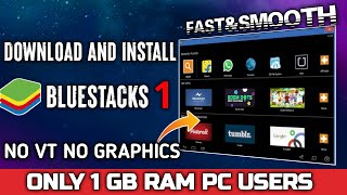 How to Download AND install BLUESTACKS 1   1 GB RAM AND 1 CORE ONLY [upl. by Nylirret939]