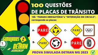 100 Questões de PLACAS DE SINALIZAÇÃO DE TRÂNSITO 2023 mgsimuladosdetran2023 detranmg2023 [upl. by Naquin]