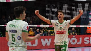 TJ DeFalco blocks Uros Kovacevic Polish Plusliga 2122 [upl. by Eatnod]