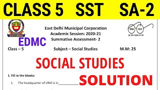 EDMC Class 5 SST SA 2 Question Paper Solution Social Studies [upl. by Zamir433]