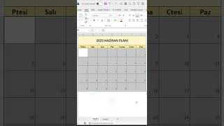 Excelde Üst Bilgi Yazımı  Takvim Planlayıcı Oluşturma shorts [upl. by Ieluuk]