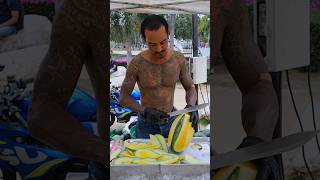 Yellow watermelon cut by a former gangster  Fruit Cutting Skills [upl. by Belden]