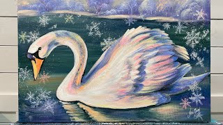 How To Paint A SWAN AND SNOWFLAKES 🦢 Acrylic Painting Tutorial [upl. by Wheelwright519]