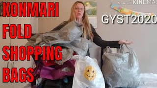 KonMari folding shopping bags using Marie Kondos folding method to Tidy up amp spark joy [upl. by Nasus853]