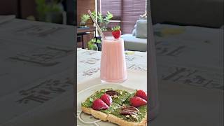 🍵🍞🍓 for Todays Breakfast breakfastideas matcha strawberrymilkshake [upl. by Skolnik73]