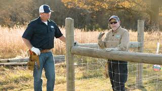 How to install a Fence on an Inside Corner with High Tensile Fixed Knot Fence and TClips [upl. by Dnomasor252]