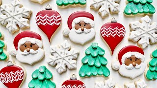 EASY CHRISTMAS COOKIES  Satisfying Cookie Decorating with Royal Icing [upl. by Eliseo]