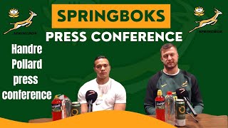 SPRINGBOKS Handre Pollard Sunday press conference filmed Wednesday for Sunday papers [upl. by Zoeller485]