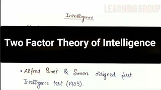 Two factor Theory of Intelligence  Spearman Theory psychology tet ctet [upl. by Robison]