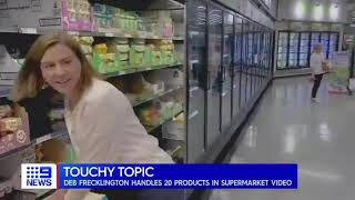 Qld LNP OL Deb Frecklington handles multiple supermarket products amid the Covid19 outbreak [upl. by Ilan]