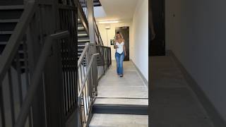 Saying hi in the stairwell 😊 jeans short shorts shortvideo shortsfeed [upl. by Vaasta]