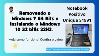 Removendo o Windows 7 64 Bits e Instalando o Windows 10 32 bitis 22H2 [upl. by Ahseyi737]