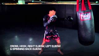 MUAY THAI 10 Muay Thai Heavy Bag Combinations In 1 Minute  Evolve University [upl. by Chemaram]