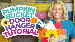 How to Paint a Pumpkin Sunflower Bucket Door Hanger [upl. by Ayadahs]