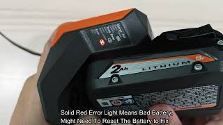 Meanings of RIDGID Battery Charger Indicator Light Flashing Green Solid Green Red and Orange [upl. by Aneeles535]