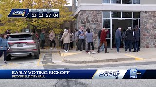 Brookfield early voting draws long lines amid high turnout [upl. by Einohtna]