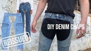 DIY DENIM CHAPS from existing jeans  REISSUED [upl. by Mlohsihc]