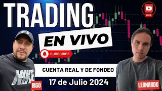 TRADING EN VIVO 17 de JULIO 2024 MÉTODO WYCKOFF  NASDAQ  SP500 [upl. by Otreblada792]