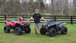 MidBore ATV Comparison 2022 Suzuki KingQuad 750 AXi EPS vs 2022 CanAm Outlander 570 DPS [upl. by Eceirtal]