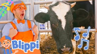 Old MacDonald with Blippi  Brand New BLIPPI Farm Animal Song  Fun Educational Songs For Kids [upl. by Niad49]