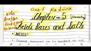 ACIDS BASES AND SALTS CHAPTER 5 CLASS 7 NOTES AND QUESTION AND ANSWER RISE SCIWISE [upl. by Annaesor]