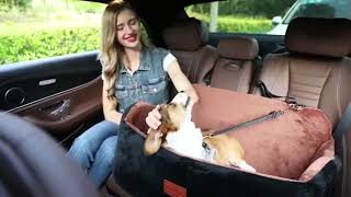 Dog Car Seat for Large Dogs Soft Memory Foam Pet Bed with 2 ClipOn Safety Leashes [upl. by Eulaliah382]